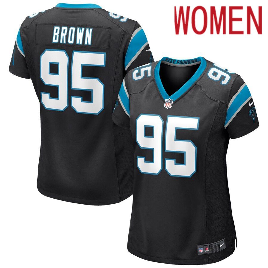 Women Carolina Panthers 95 Derrick Brown Nike Black Game NFL Jersey